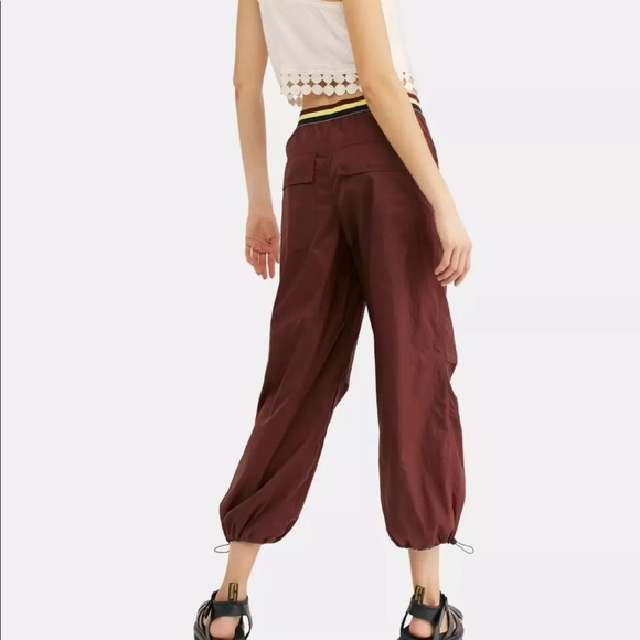 Free People Nylon Ripple Jogger Crop Mahogany Light Weight Sporty Pants - Picture 12 of 13